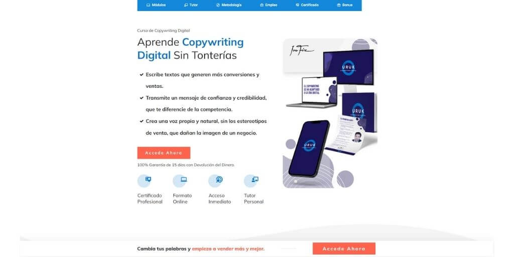 como usar landing pages ejemplo página de ventas uruk