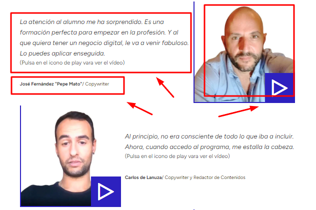 elementos de copywriting testimonios
